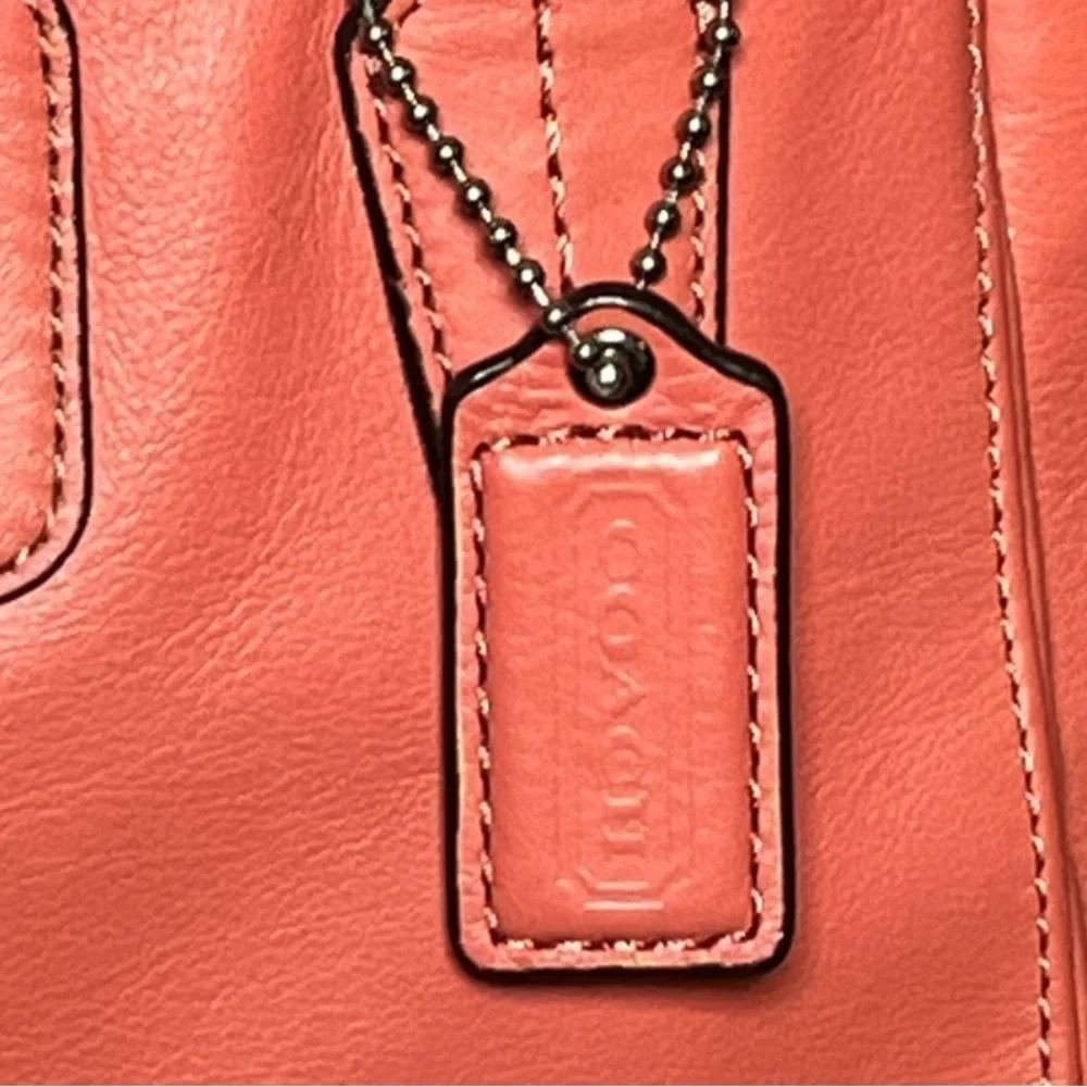 COACH Taylor Marin Satchel Coral Salmon Pink Leather F26781 Crossbody Bag $398 - Picture 6 of 15